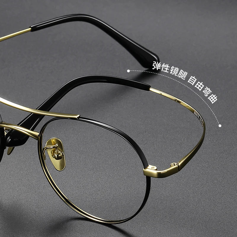 Bclear Unisex Full Rim Round Small Double Bridge Titanium Eyeglasses 86678 Full Rim Bclear