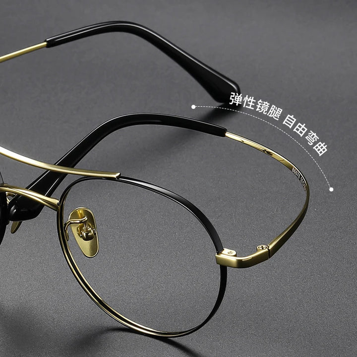 Bclear Unisex Full Rim Round Small Double Bridge Titanium Eyeglasses 86678 Full Rim Bclear