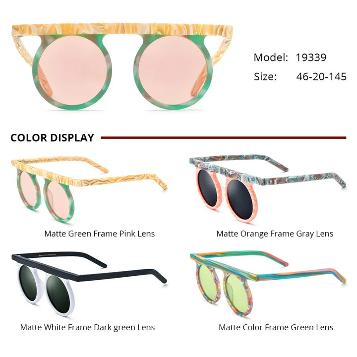 Nobler Women's Full Rim Brow Line Round Acetate Polarized Sunglasses 9339 Sunglasses Nobler