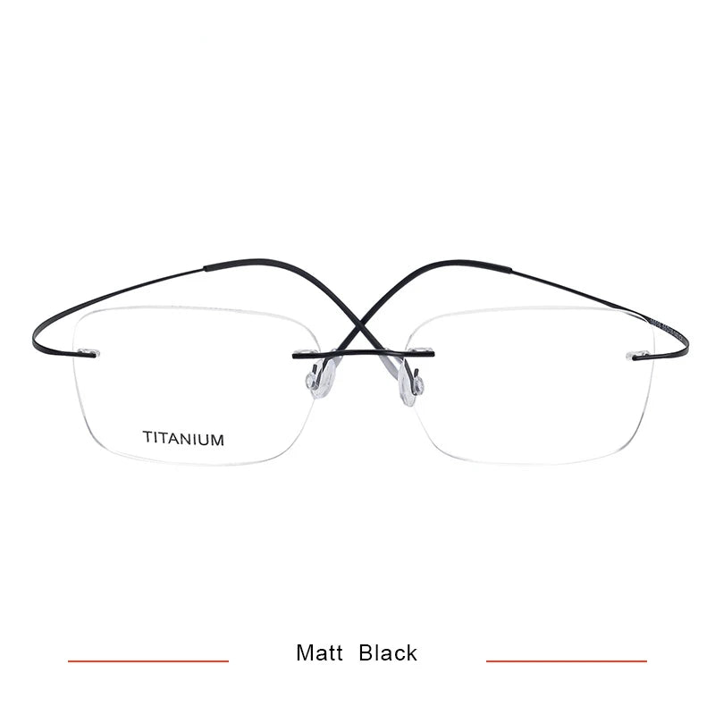Brightzone Unisex Rimless Square Screwless Titanium Eyeglasses 71616 Rimless Brightzone Matt Black