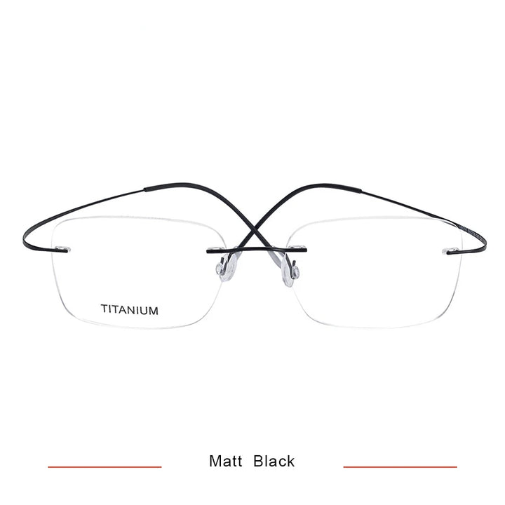 Brightzone Unisex Rimless Square Screwless Titanium Eyeglasses 71616 Rimless Brightzone Matt Black