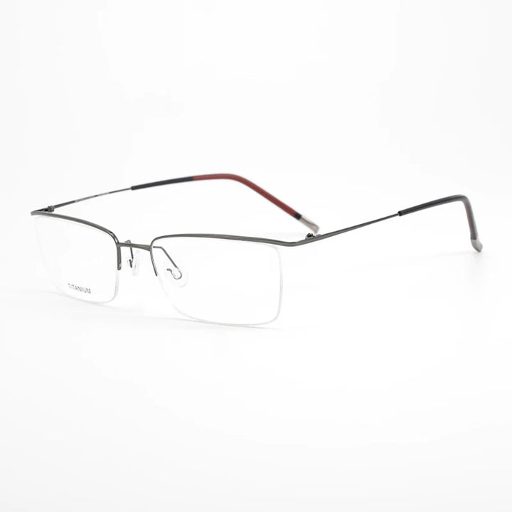 Hdcrafter Men's Semi Rim Square Brow Line Titanium Eyeglasses 845502 Semi Rim Hdcrafter Eyeglasses GRAY