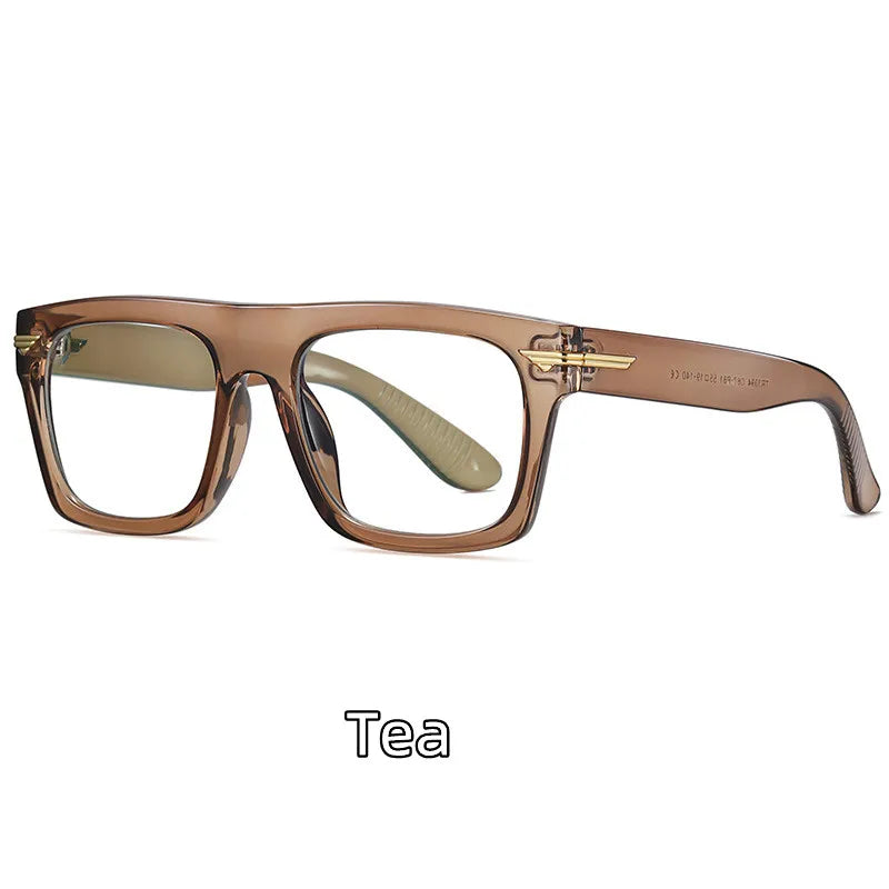 Kocolior Unisex Full Rim Square Acetate Hyperopic Reading Glasses 3394 Reading Glasses Kocolior Tea 0