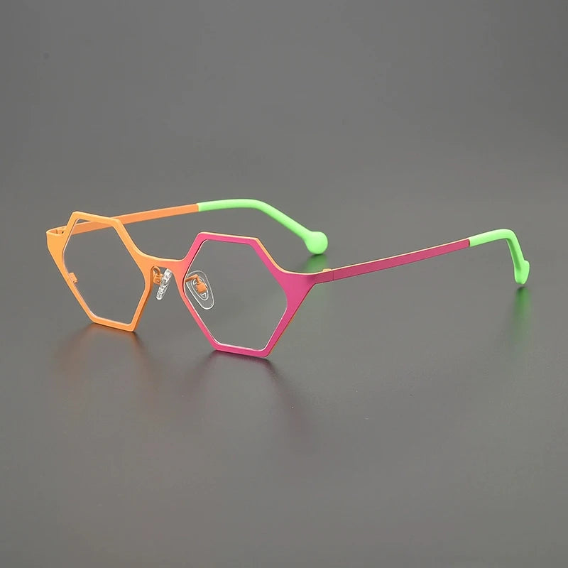 Gatenac Women's Full Rim Polygon Acetate Titanium Eyeglasses G85881