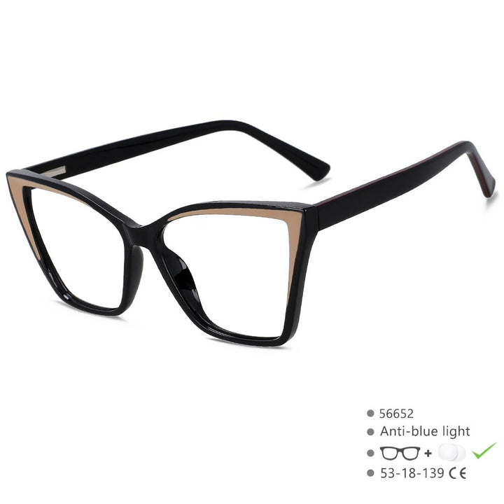 CCspace Unisex Full Rim Large Square Tr 90 Titanium Acetate Eyeglasses 56652 Full Rim CCspace C5Black