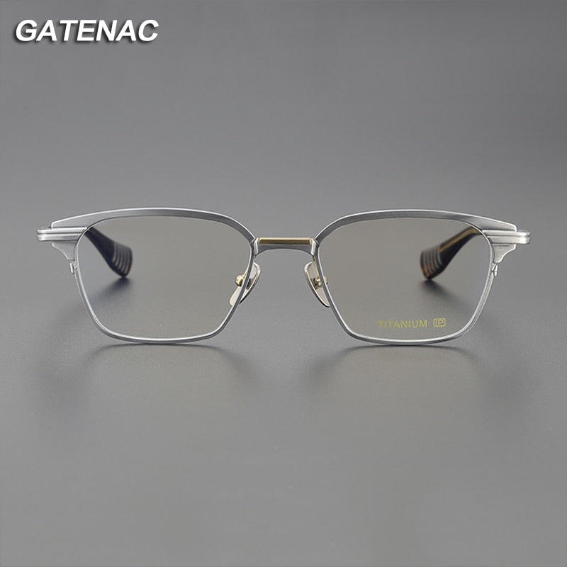 Gatenac Unisex Full Rim Square Titanium Eyeglasses Gxyj1085 Full Rim Gatenac