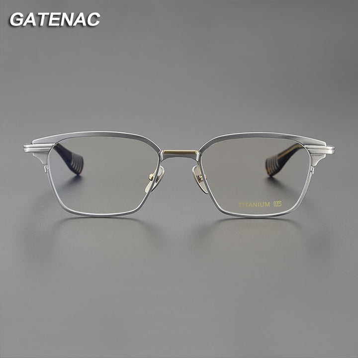 Gatenac Unisex Full Rim Square Titanium Eyeglasses Gxyj1085 Full Rim Gatenac