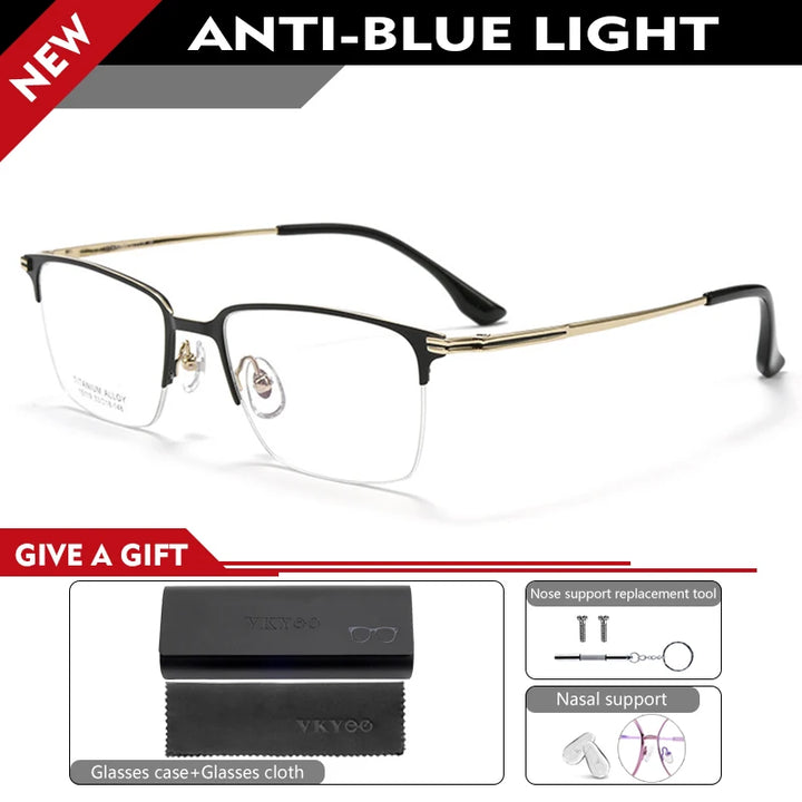Vicky Unisex Semi Rim Square Titanium Reading Glasses V15119 Reading Glasses Vicky prescription custom X15119B-C51
