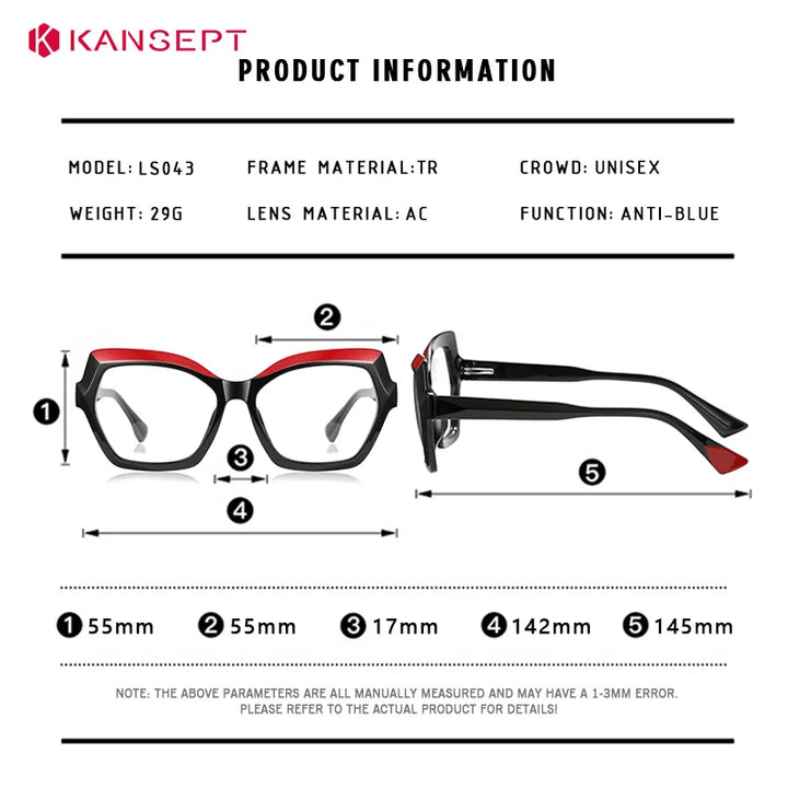 Kansept Women's Full Rim Polygon Tr 90 Alloy Reading Glasses 67043