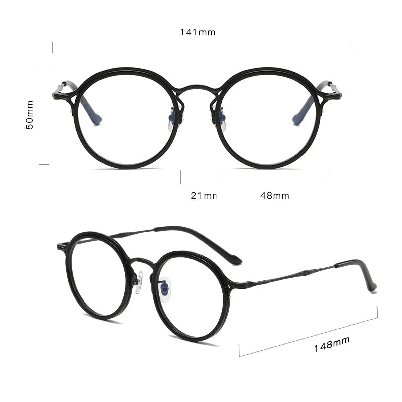 Gatenac Unisex Full Rim Round Titanium Eyeglasses Gxyj1019 Full Rim Gatenac