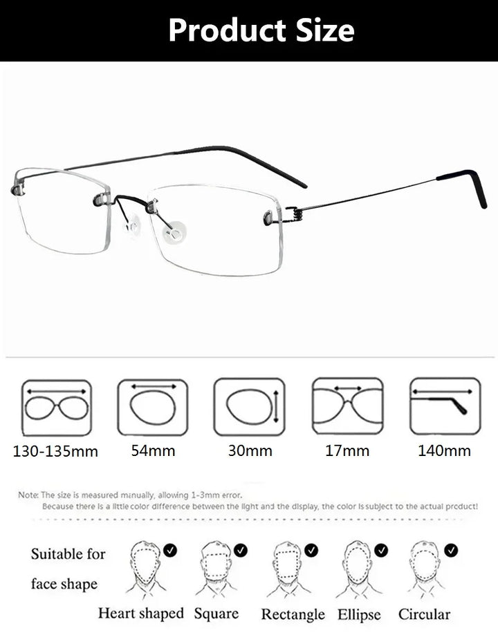 Aimee Women's Rimless Square Screwless Titanium Eyeglasses 52120