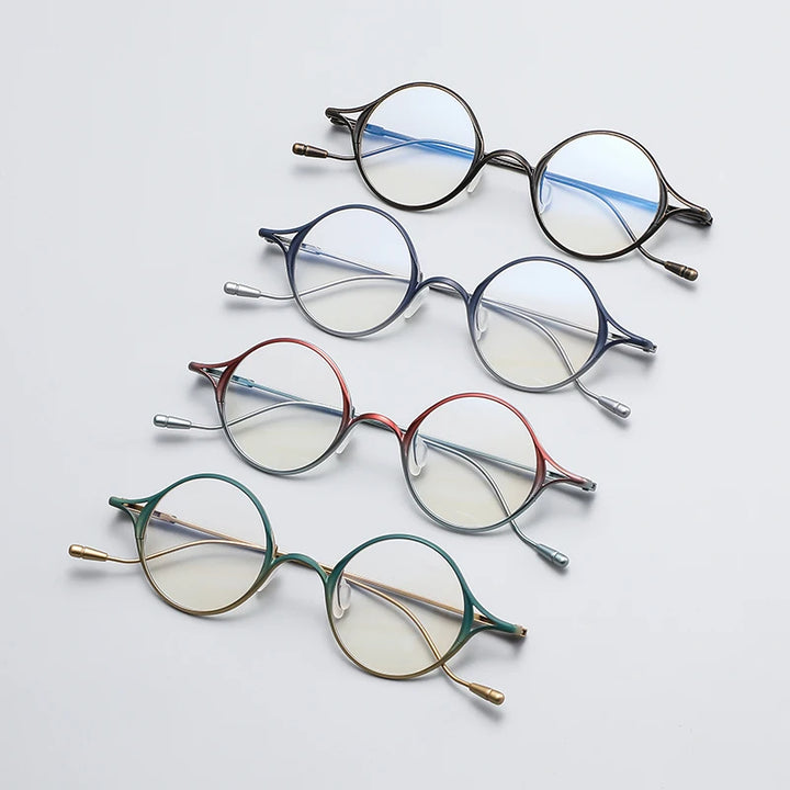 Gatenac Unisex Full Rim Round Titanium Eyeglasses Gxyj1156 Full Rim Gatenac