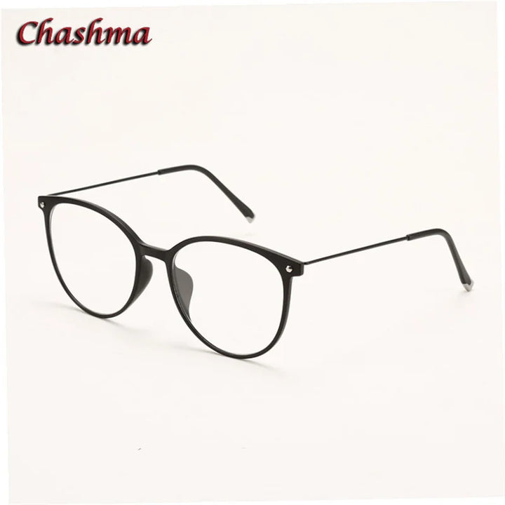 Chashma Ochki Unisex Full Rim Round Ultem Titanium Eyeglasses 312155