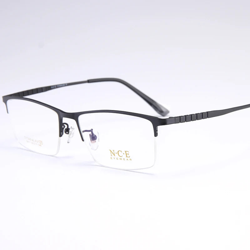 Reven Jate Men's Semi Rim Square Titanium Eyeglasses 65011