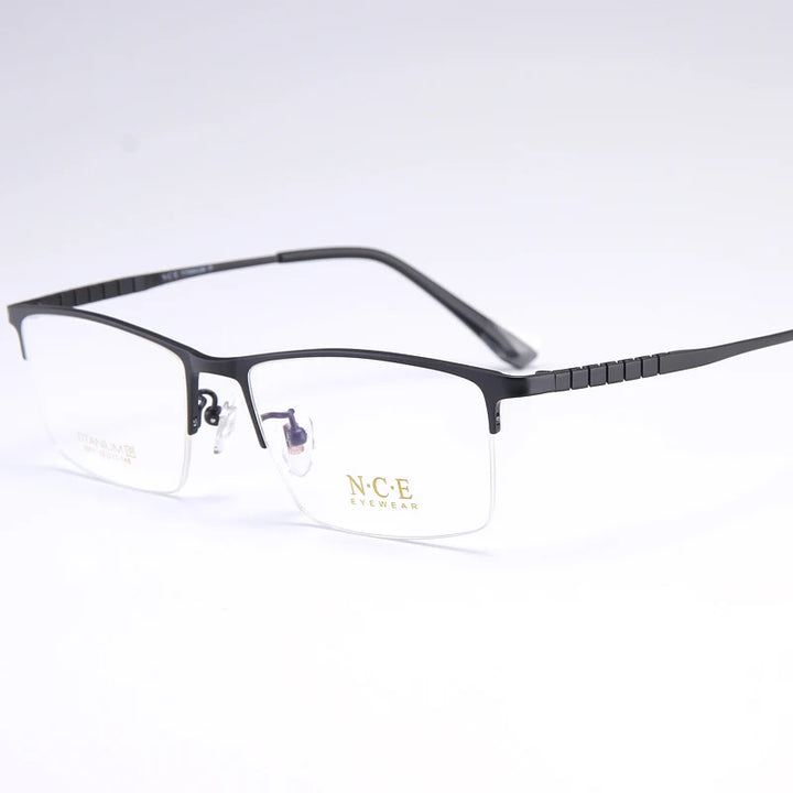 Reven Jate Men's Semi Rim Square Titanium Eyeglasses 65011