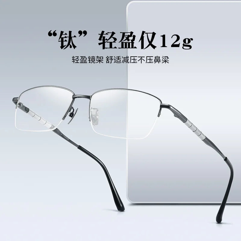 Reven Jate Unisex Semi Rim Square Titanium Eyeglasses 98279 Semi Rim Reven Jate