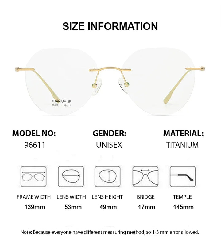 Chashma Unisex Rimless Flat Top Oval Titanium Reading Glasses 996611 Reading Glasses Chashma