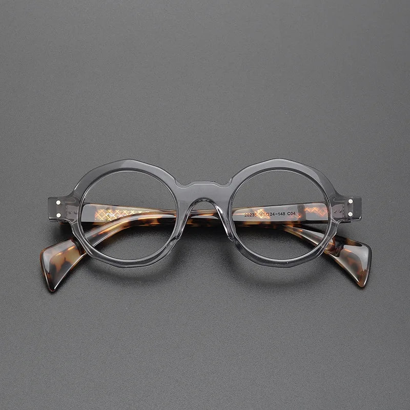 CCspace Unisex Full Rim Large Round Acetate Eyeglasses 57333 Full Rim CCspace Gray