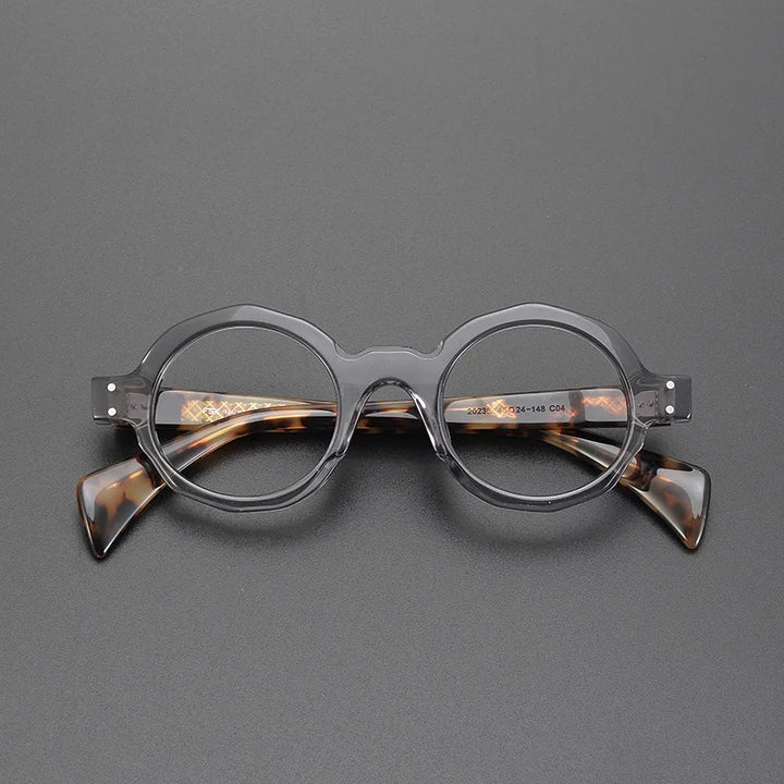 CCspace Unisex Full Rim Large Round Acetate Eyeglasses 57333 Full Rim CCspace Gray