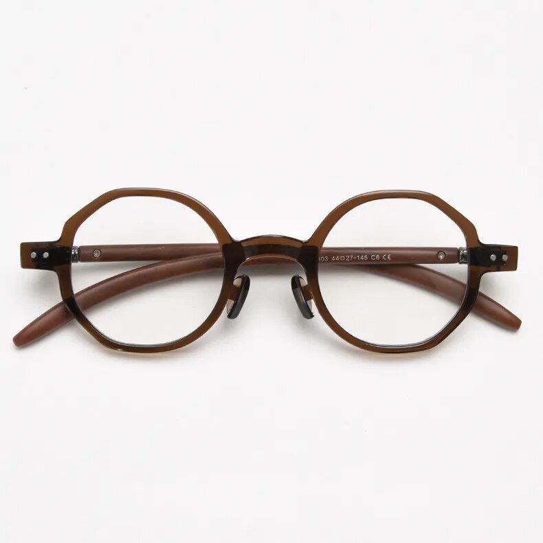 CCspace Unisex Full Rim Polygon Tr 90 Titanium Eyeglasses 56995 Full Rim CCspace C6Tea