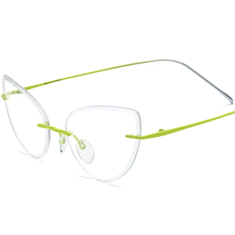 Nobler Unisex Rimless Oval Cat Eye Titanium Eyeglasses 185909