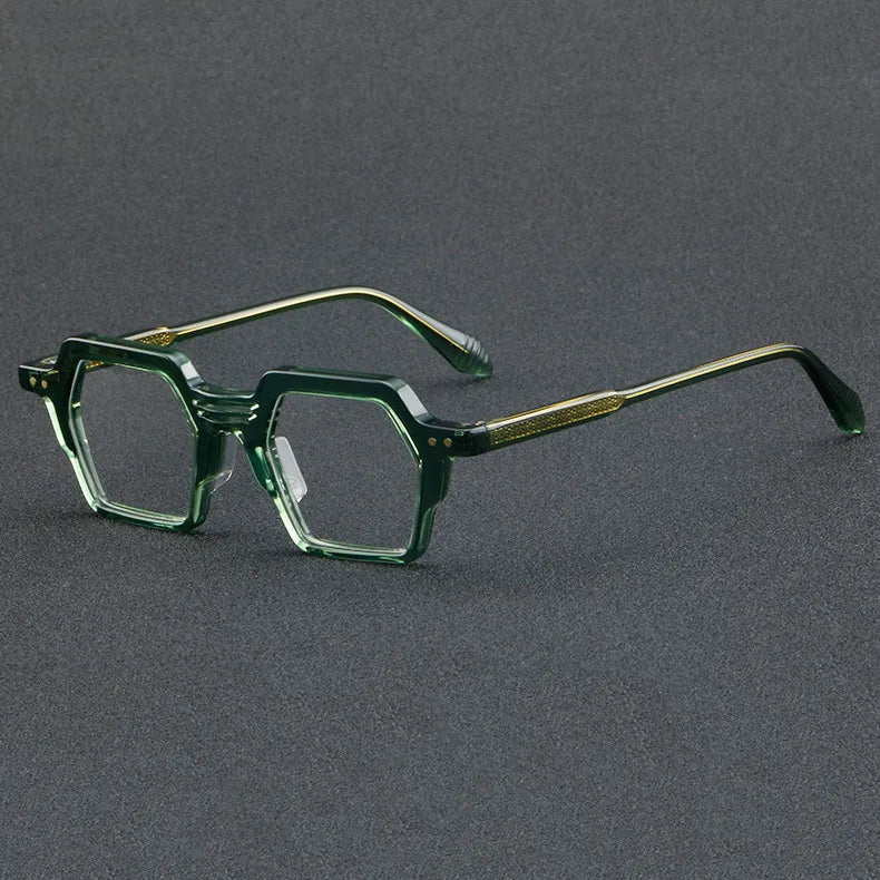 CCspace Unisex Full Rim Polygon Acetate Eyeglasses 56914 Full Rim CCspace C3Green