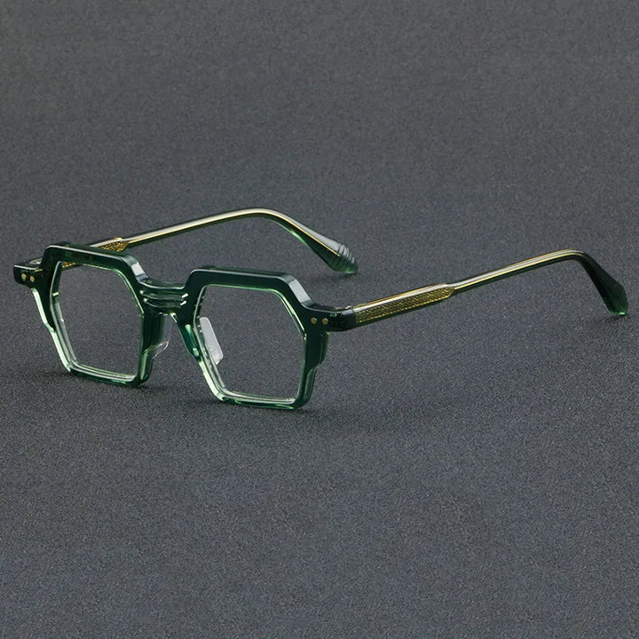 CCspace Unisex Full Rim Polygon Acetate Eyeglasses 56914 Full Rim CCspace C3Green