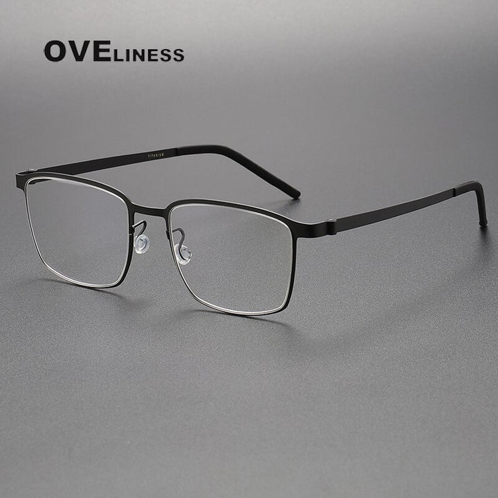 Oveliness Unisex Full Rim Square Titanium Eyeglasses 9619 Full Rim Oveliness black  