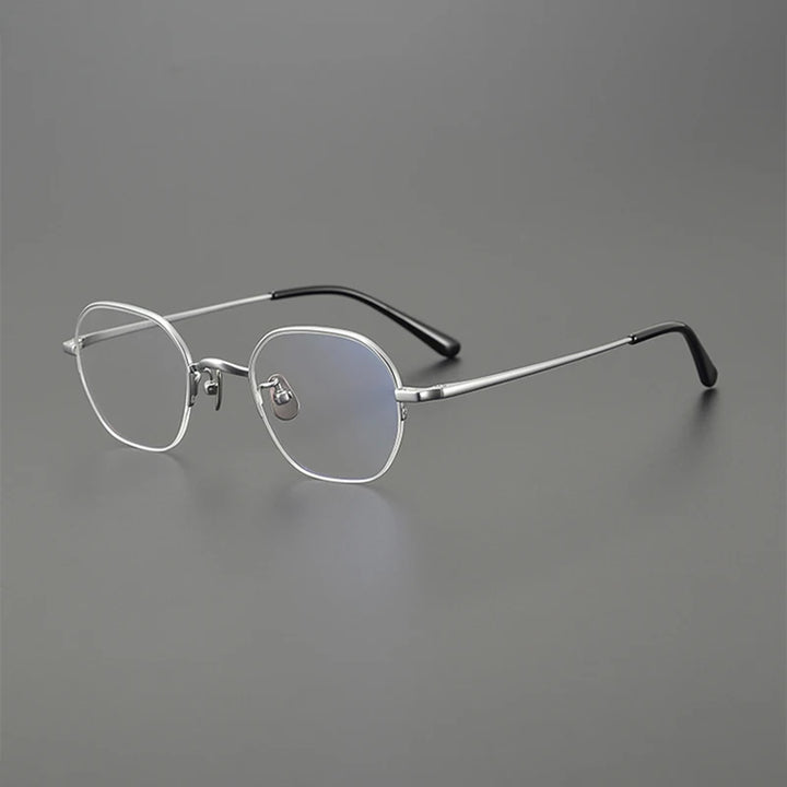 Nobler Unisex Semi Rim Round Titanium Eyeglasses Clip On Sunglasses K048 With Clip Ons Nobler C5