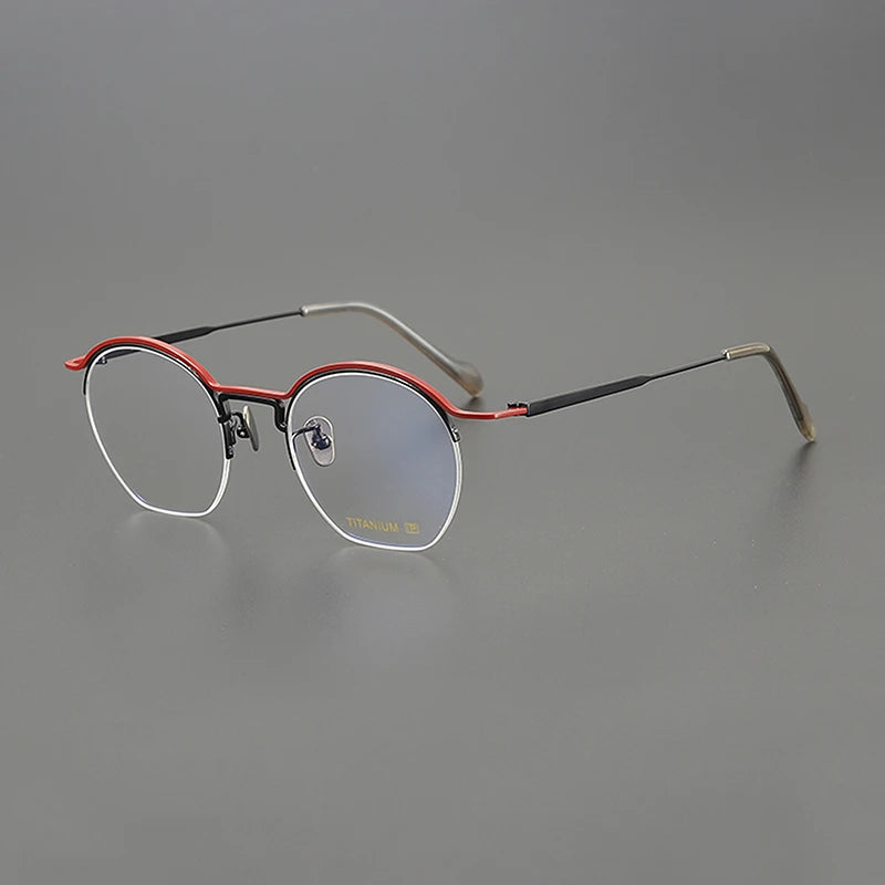 Nobler Unisex Semi Rim Round Titanium Eyeglasses 190035 Semi Rim Nobler C4