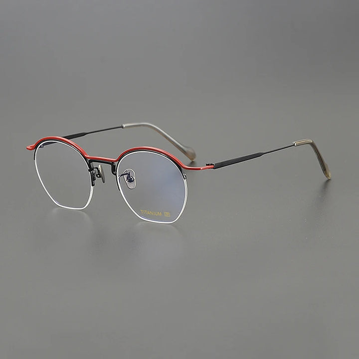 Nobler Unisex Semi Rim Round Titanium Eyeglasses 190035 Semi Rim Nobler C4