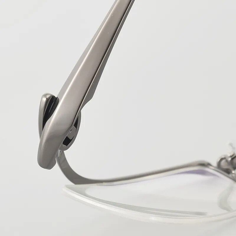 Muzz Men's Semi Rim Rectangle Titanium Eyeglasses 1153q Semi Rim Muzz