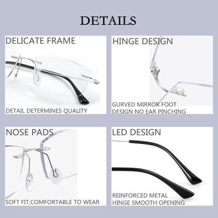 Kocolior Unisex Rimless Square Titanium Hyperopic Reading Glasses 8161 Reading Glasses Kocolior