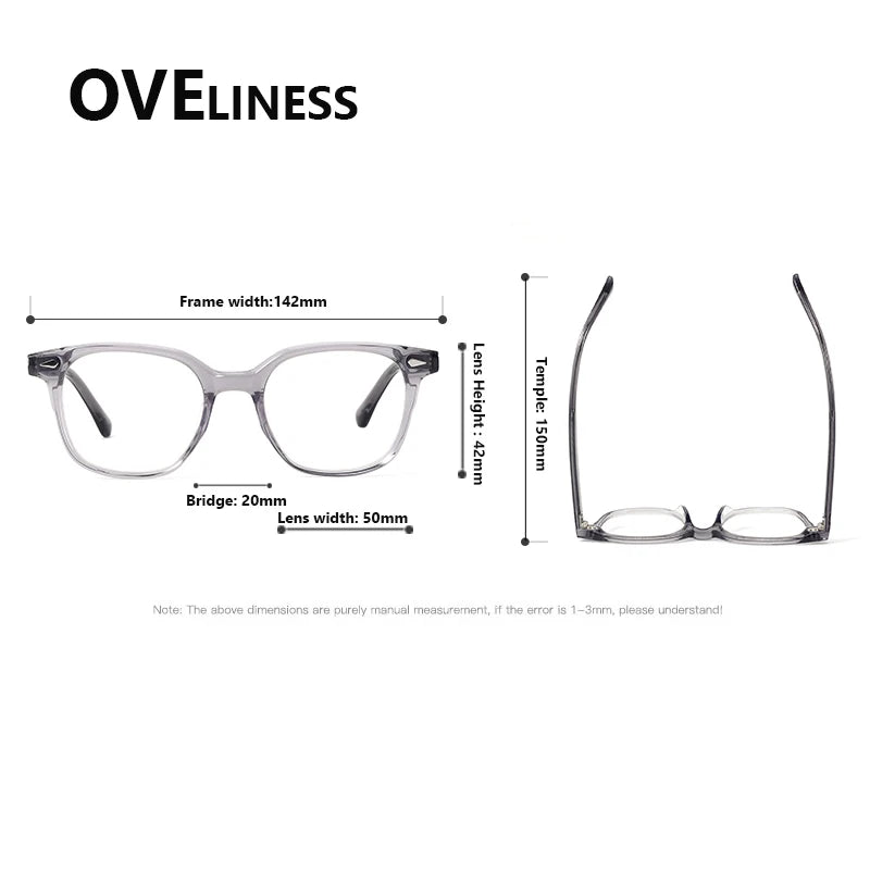 Oveliness Unisex Full Rim Oval Square Acetate Eyeglasses 88099 Full Rim Oveliness