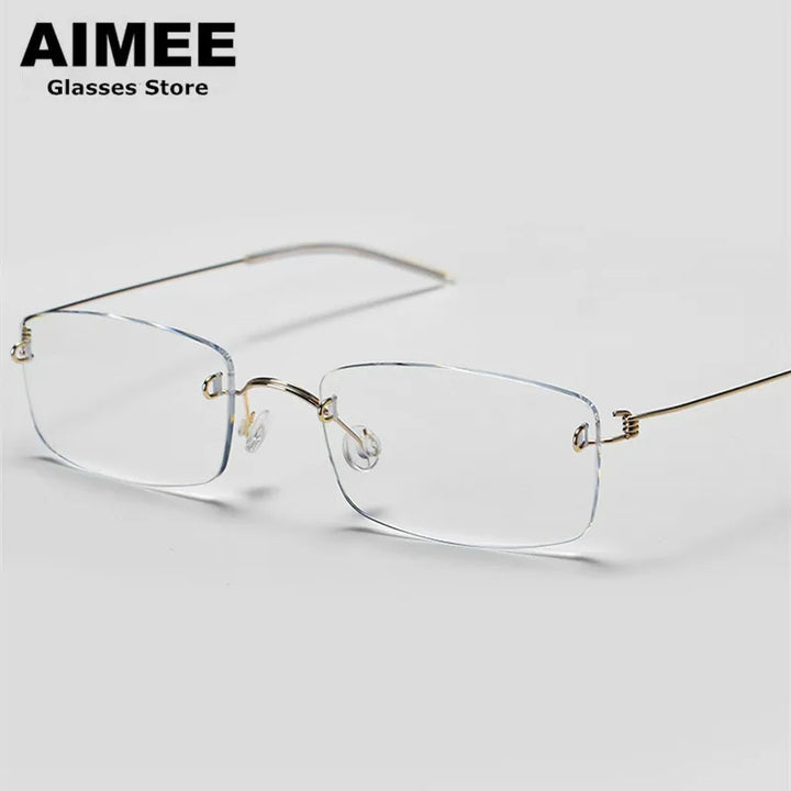 Aimee Women's Rimless Square Screwless Titanium Eyeglasses 52120
