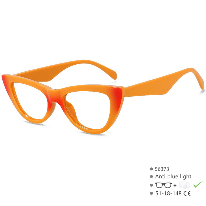 CCspace Women's Full Rim Cat Eye Acetate Eyeglasses 56373 Full Rim CCspace China YellowOrange