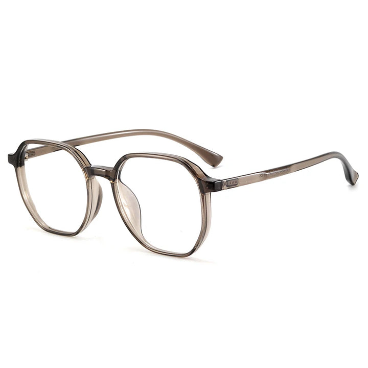 Bclear Unisex Full Rim Polygon Tr 90 Titanium Eyeglasses 90303 Full Rim Bclear Cold Brown