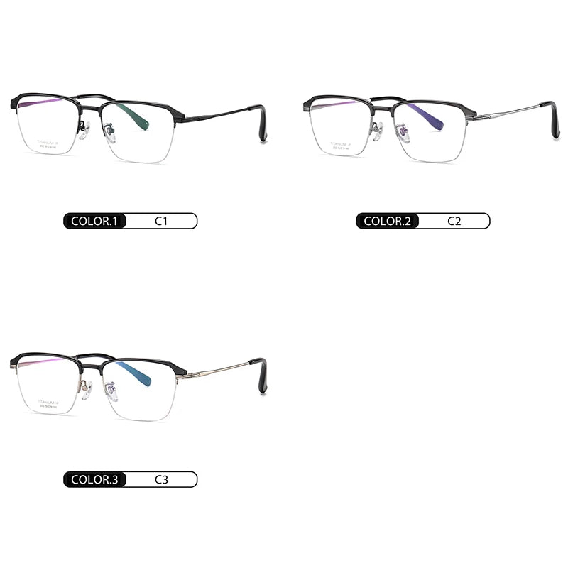 Hotochkin Mens Semi Rim Square Titanium Yj2032 Semi Rim Hotochki