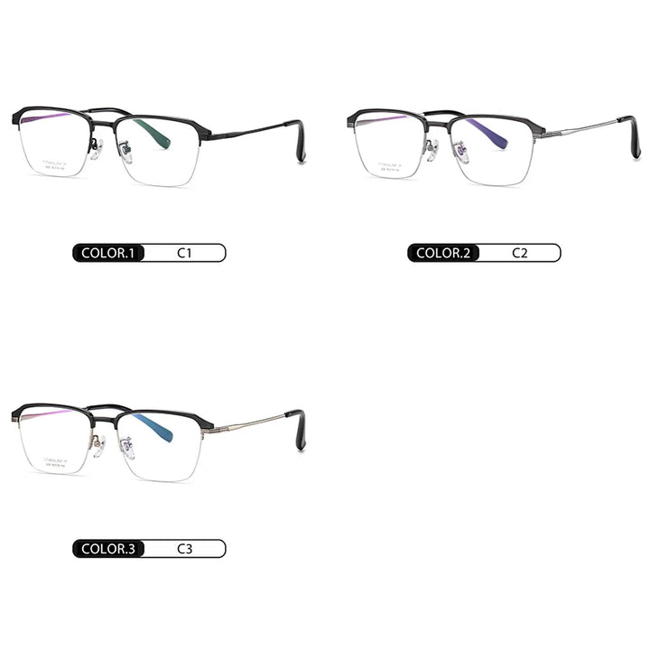 Hotochkin Mens Semi Rim Square Titanium Yj2032 Semi Rim Hotochki