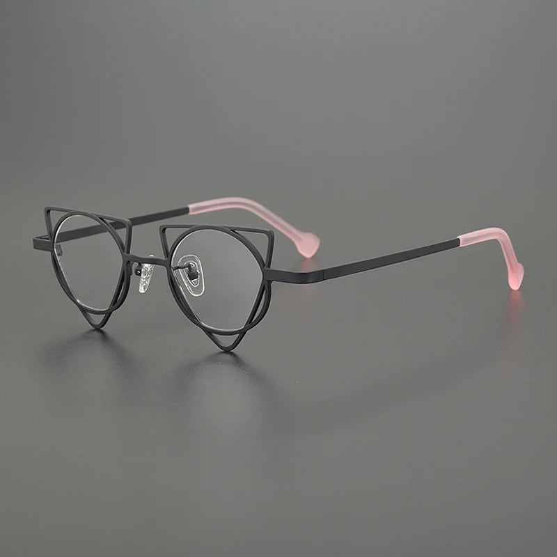 Gatenac Women's Full Rim Round Triangle Titanium Eyeglasses Gxyj85859