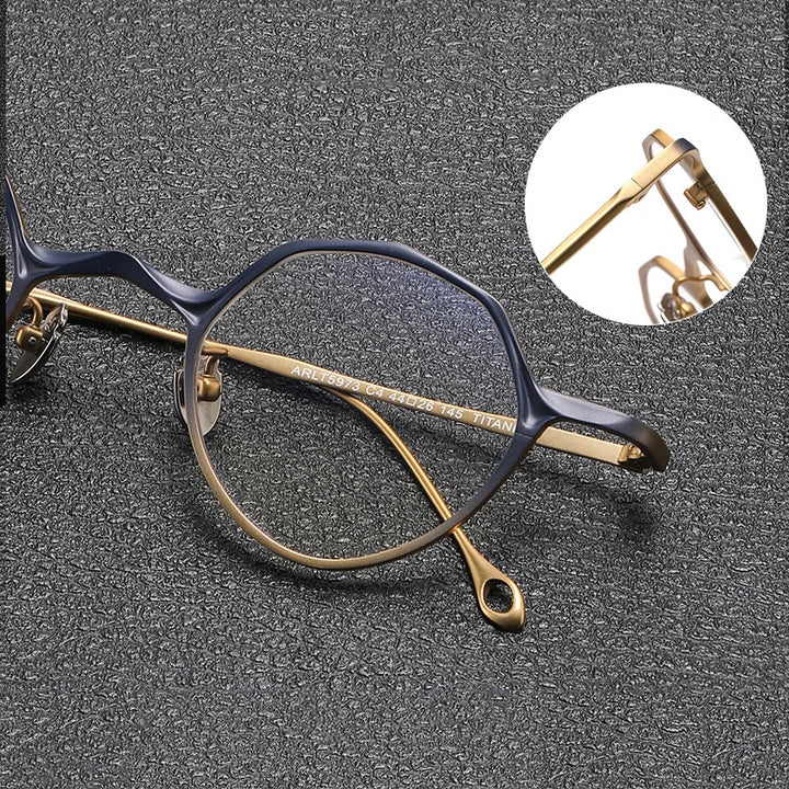 Gatenac Unisex Full Rim Small Polygon Titanium Eyeglasses Gxyj1464 Full Rim Gatenac