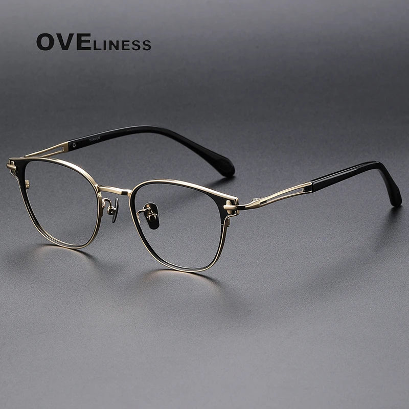 Oveliness Unisex Full Rim Square Titanium Eyeglasses 4220 Full Rim Oveliness black gold  