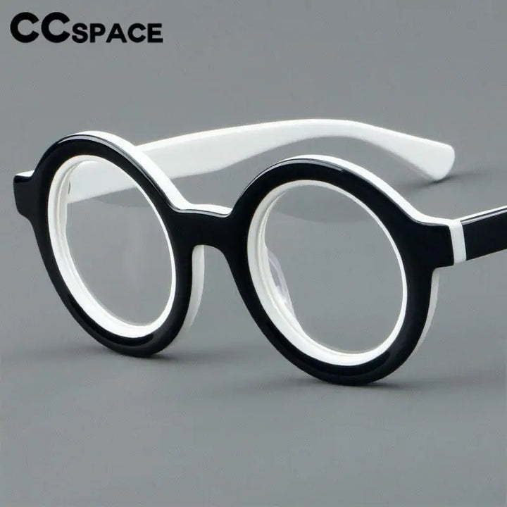 CCspace Unisex Full Rim Round Acetate Eyeglasses 57151 Full Rim CCspace