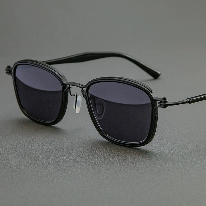 Black Mask Unisex Full Rim Square Titanium Acetate Sunglasses 19546