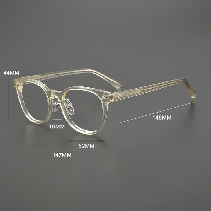 Gatenac Unisex Full Rim Round Square Acetate Eyeglasses Gxyj1042 Full Rim Gatenac
