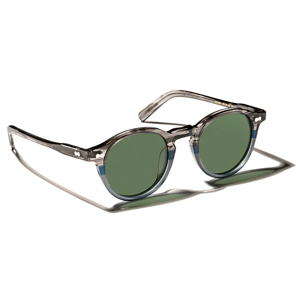 Hewei Unisex Full Rim Round Acetate Polarized Sunglasses 5166 Sunglasses Hewei grey-green Other