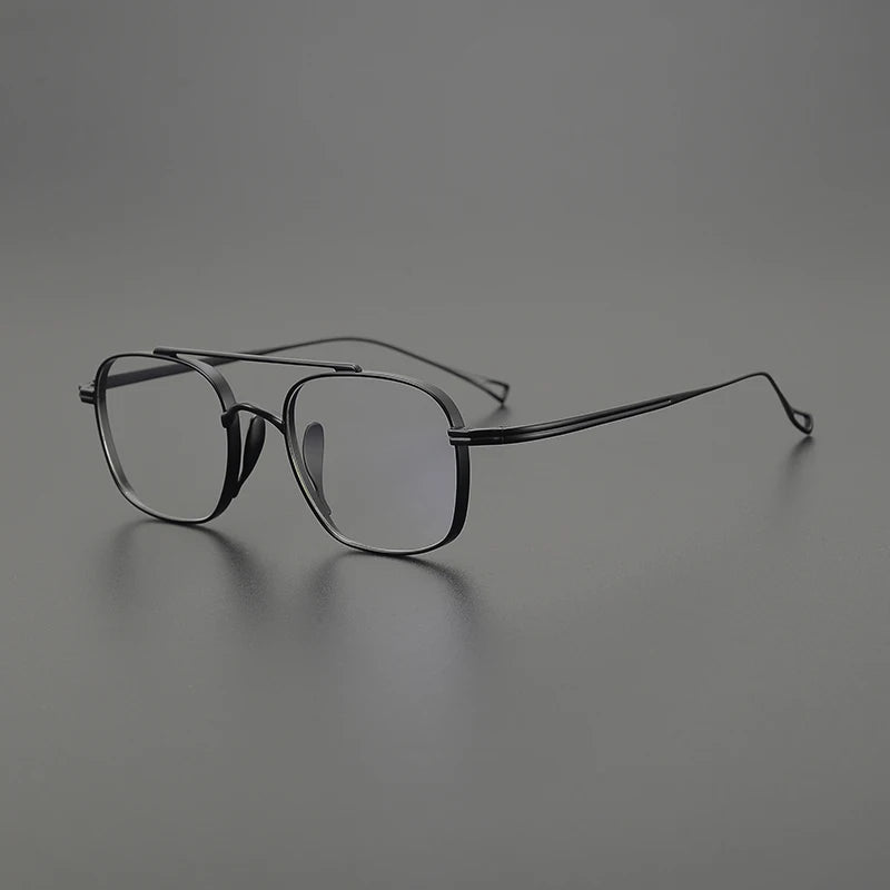 Black Mask Unisex Full Rim Square Double Bridge Titanium Eyeglasses K9501 Full Rim Black Mask Black