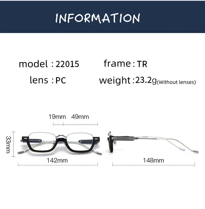 Kocolior Unisex Semi Rim Acetate Stainless Steel Hyperopic Reading Glasses 22015 Reading Glasses Kocolior   