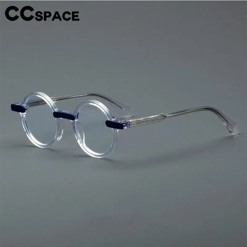 CCspace Unisex Full Rim Round Acetate Eyeglasses 56994 Full Rim CCspace