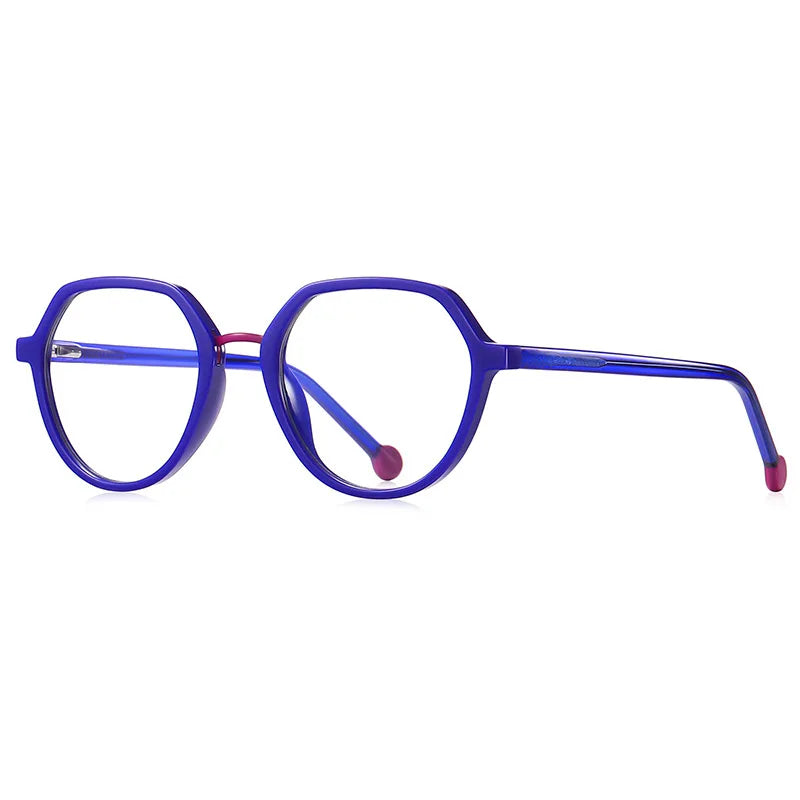 CCSpace Unisex Full Rim Flat Top Round Tr 90 Titanium Eyeglasses 57322 Full Rim CCspace Blue  